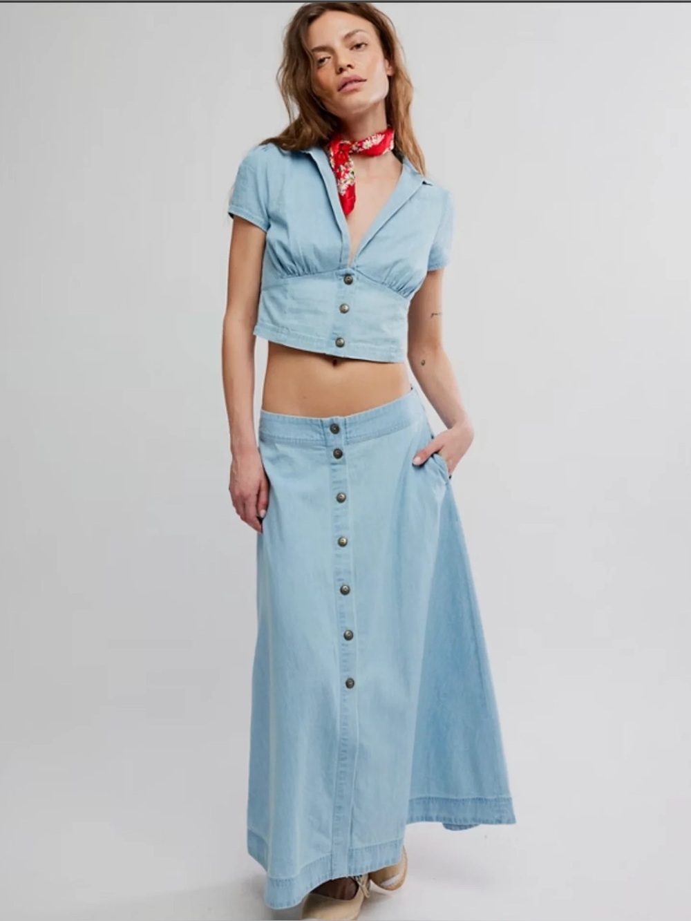 NWT FREE PEOPLE Easy Does It Denim Set!